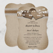 Rustisch landburlap trouwerij kaart (Voorkant / Achterkant)
