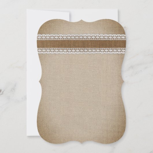 Rustisch landburlap trouwerij kaart (Achterkant)