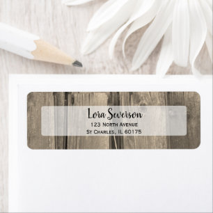 Rustisch landelijk adres voor houtrem etiket