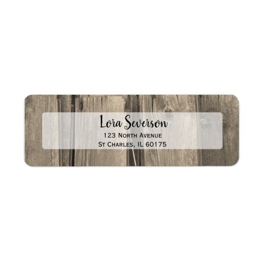 Rustisch landelijk adres voor houtrem etiket (Voorkant)