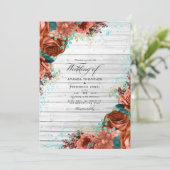 Rustisch landelijk Barn Coral en Blauwgroen Floral Kaart (Staand voorkant)