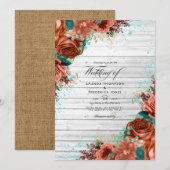 Rustisch landelijk Barn Coral en Blauwgroen Floral Kaart (Voorkant / Achterkant)