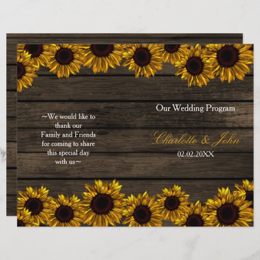 Rustisch landelijk programma voor zonnebloempitten (Voorkant / Achterkant)