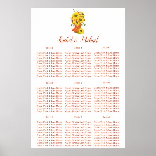 Rustisch landelijk zonnebloemthema Weddenschap Poster (Voorkant)