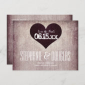 Rustisch landenhart Sla de datum-Briefkaarten op Aankondigingskaart (Voorkant / Achterkant)