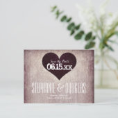 Rustisch landenhart Sla de datum-Briefkaarten op Aankondigingskaart (Staand voorkant)