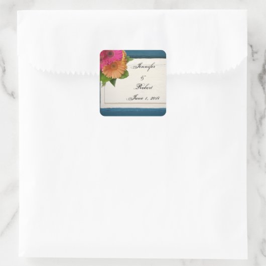 Rustisch landesgekleurd houtslijm vierkante sticker (Tas)