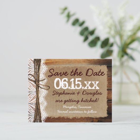 Rustisch landhout - Bespaar op datum Briefkaarten (Staand voorkant)