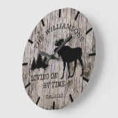 Rustisch landhout dat leeft op RV Time Moose Clock Grote Klok (Hoek)