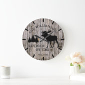 Rustisch landhout dat leeft op RV Time Moose Clock Grote Klok (Huis)