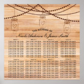Rustisch landhout en Mason Jars Wedding Seating Poster (Voorkant)