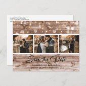 Rustisch landhout foto sparen de datum aankondigingskaart (Voorkant / Achterkant)