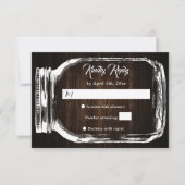 Rustisch landhout Harten Mason Jar Wedding RSVP (Voorkant)