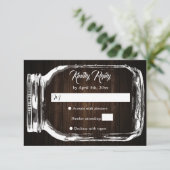 Rustisch landhout Harten Mason Jar Wedding RSVP (Staand voorkant)