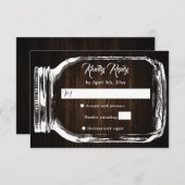 Rustisch landhout Harten Mason Jar Wedding RSVP (Voorkant / Achterkant)