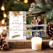 Rustisch landhout Pinecone Holiday-fotokaart Kaart