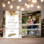 Rustisch landhout Pinecone Holiday-fotokaart Kaart