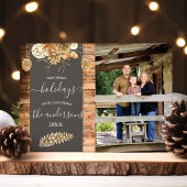 Rustisch landhout Pinecone Holiday-fotokaart Kaart