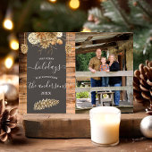 Rustisch landhout Pinecone Holiday-fotokaart Kaart