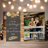 Rustisch landhout Pinecone Holiday-fotokaart Kaart
