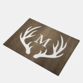 Rustisch landhout Witte Der Antlers Monogram Deurmat (Schuin)