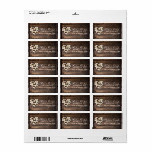 Rustisch landhouten hartwedstrijk — Retouradres Etiket (Full Sheet)