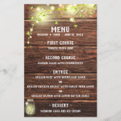 Rustisch landhouten Mason Jar Lights Wedding Menu (Voorkant)