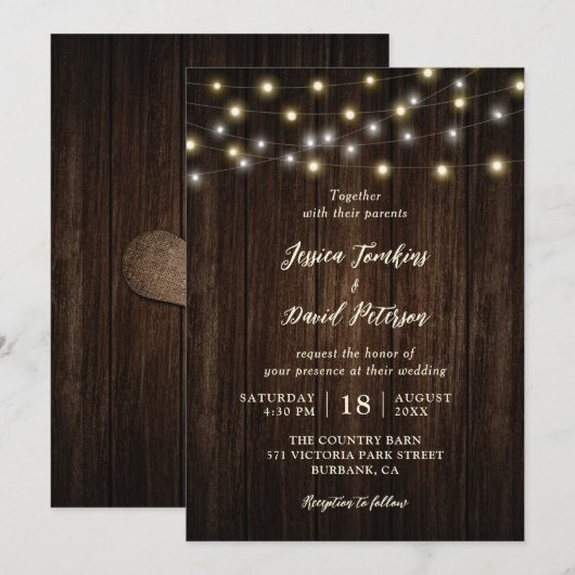 Rustisch landhoutwoord kaart (Voorkant / Achterkant)