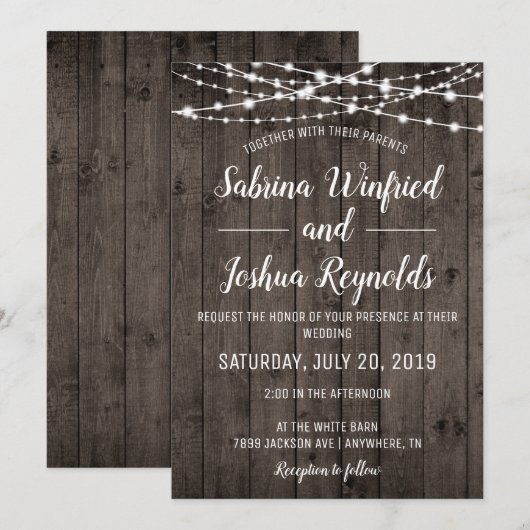 Rustisch landhoutwoord kaart (Voorkant / Achterkant)