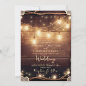 Rustisch landhoutwoord Lights Wedding Kaart (Voorkant)