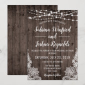 Rustisch landhoutwoord Lights Wedding Kaart (Voorkant / Achterkant)