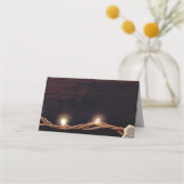 Rustisch landhoutwoord Lights Wedding Plaatskaartje (Achterkant)