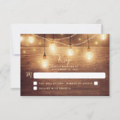 Rustisch landhoutwoord RSVP kaartje (Voorkant)