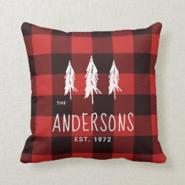 Rustisch landmonogram voor rode en zwarte flatpane kussen