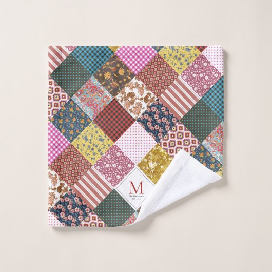 Rustisch  landpatchwork - Quilt Pattern Bad Handdoek (Wasdoekje)