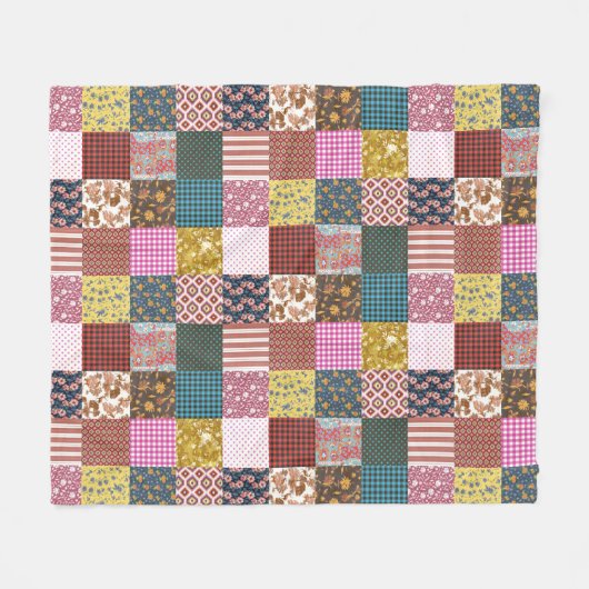 Rustisch  landpatchwork - Quilt Pattern Fleece Deken (Voorkant (Horizontaal))