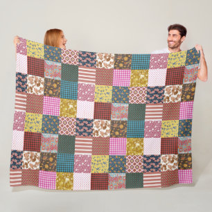 Rustisch landpatchwork - Quilt Pattern Fleece Deken