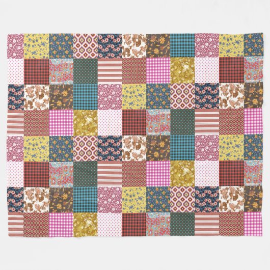 Rustisch  landpatchwork - Quilt Pattern Fleece Deken (Voorkant (Horizontaal))