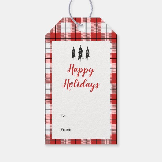 Rustisch landrode witte en zwarte flatpanel cadeaulabel (Voorkant)