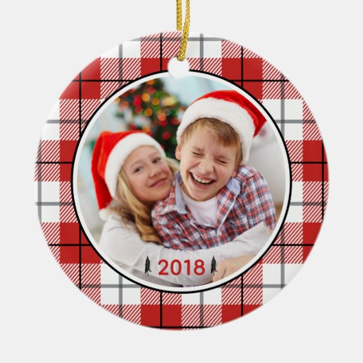 Rustisch landrode witte en zwarte flatpanel keramisch ornament (Voorkant)