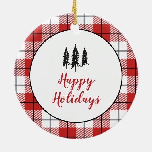 Rustisch landrode witte en zwarte flatpanel keramisch ornament (Achterkant)