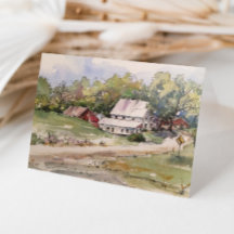 Rustisch landschap Boerderij Waterverf landschap