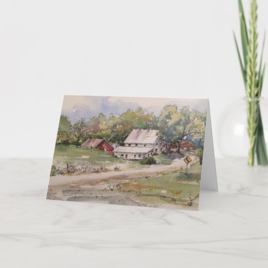 Rustisch landschap Boerderij Waterverf landschap Bedankkaart (Voorkant)