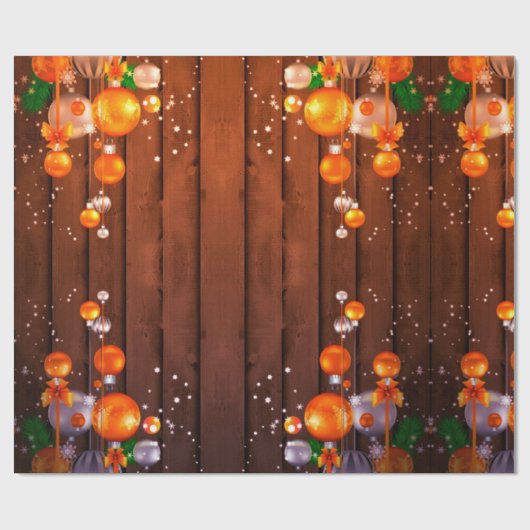 Rustisch landsmaakvol kerstfeest cadeaupapier (Vlak)