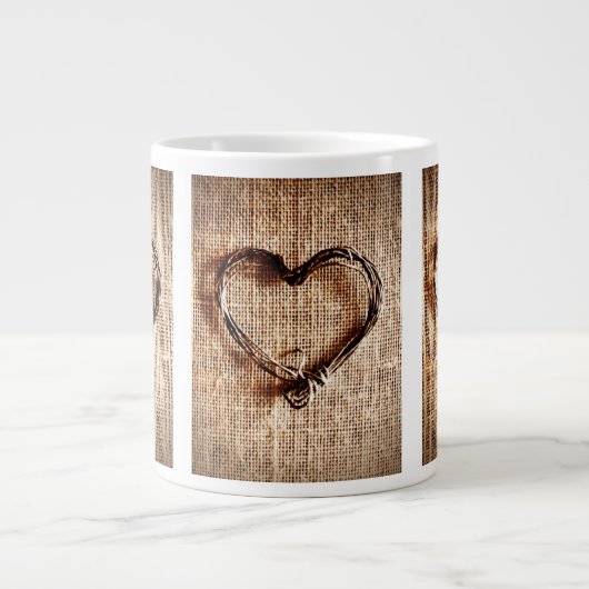 Rustisch landwijn — Hartelijk dank op Burlap afdru Grote Koffiekop (Voorkant)