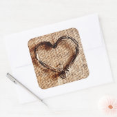 Rustisch landwijn — Hartelijk dank op Burlap afdru Vierkante Sticker (Envelop)