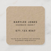 Rustisch Laurel Leaf Handmade Script Vierkante Visitekaartje (Achterkant)