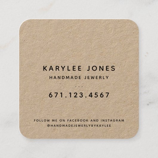 Rustisch Laurel Leaf Handmade Script Vierkante Visitekaartje (Achterkant)