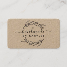 Rustisch Laurel Leaf Handmade Script Visitekaartje