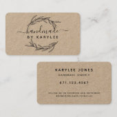 Rustisch Laurel Leaf Handmade Script Visitekaartje (Voorkant / Achterkant)